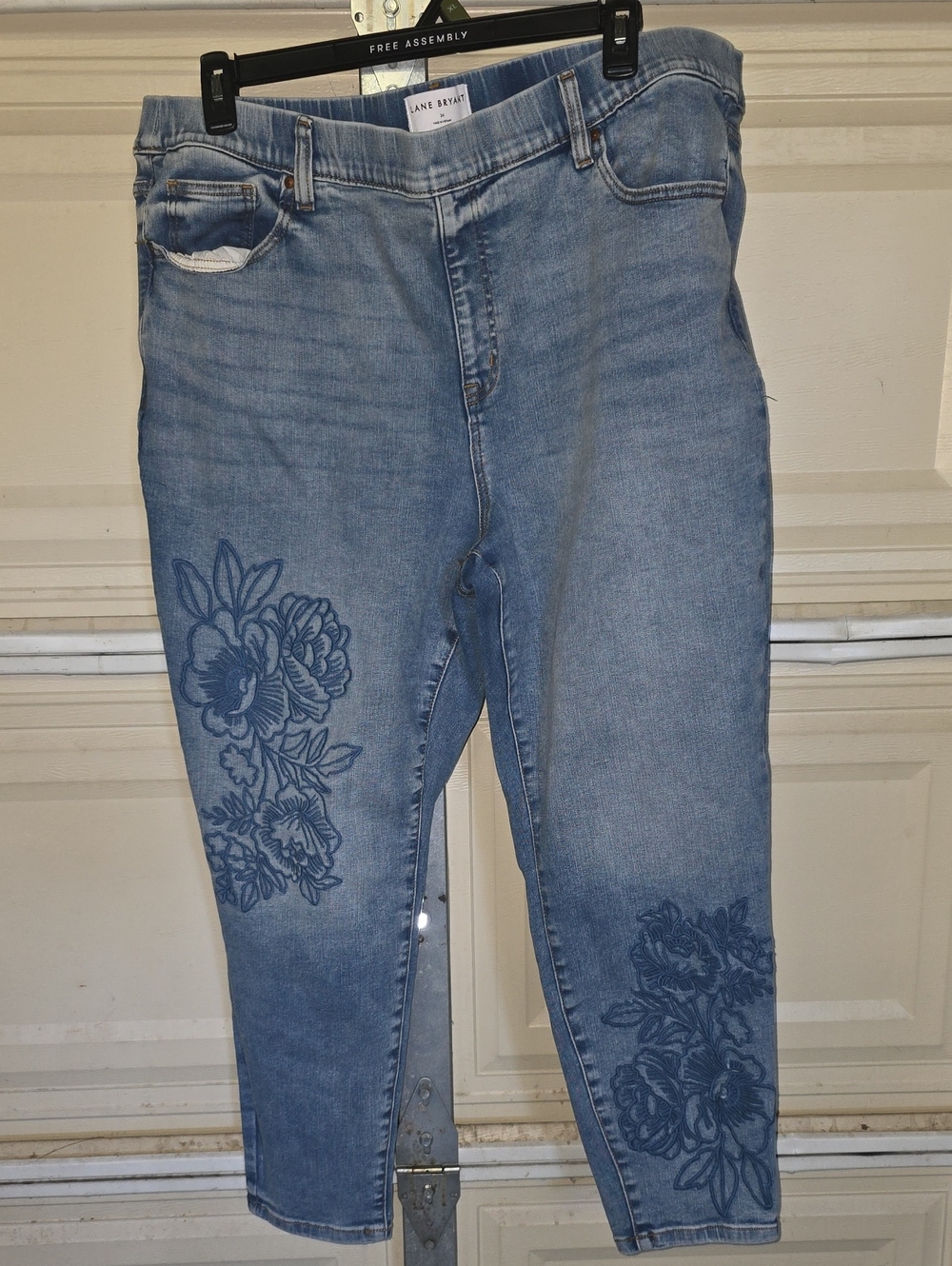 Lane Bryant Light Blue High-Rise Embroidered Ankle Jeans